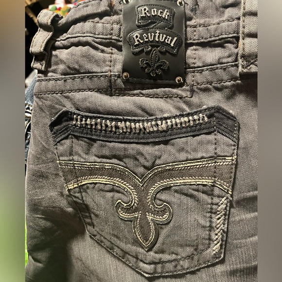 Rock Revival Gray Straight Jeans Classic Style - Picture 15 of 15